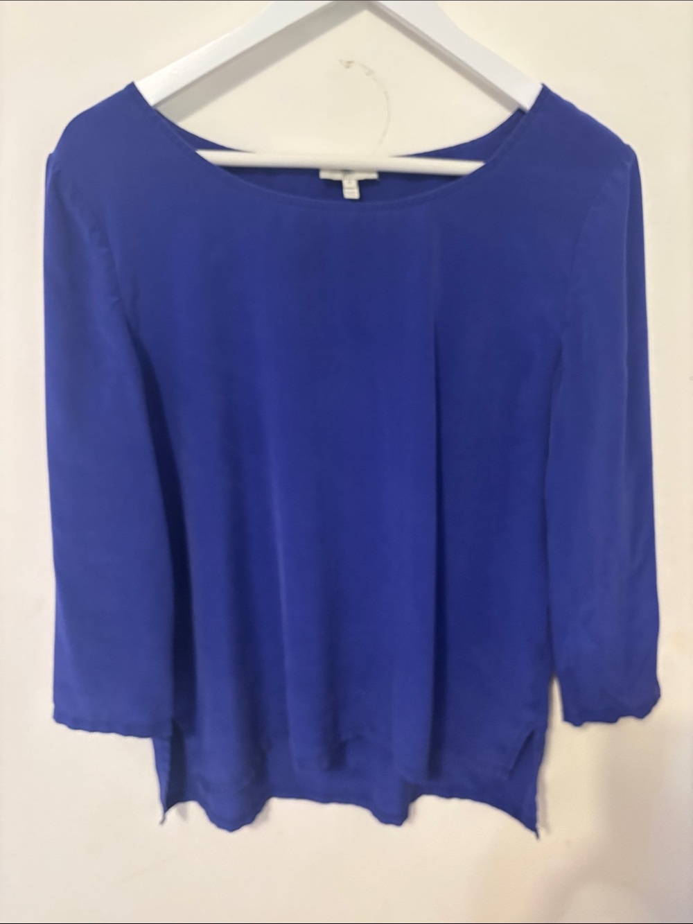 Classic Women's Boatneck Silk Blouse in  cobalt blue